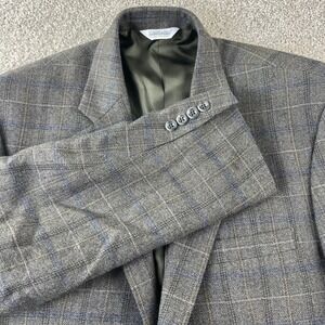 Joseph & Feiss 42R Lambswool Blazer Mens Windowpane Plaid Two Button Single Vent